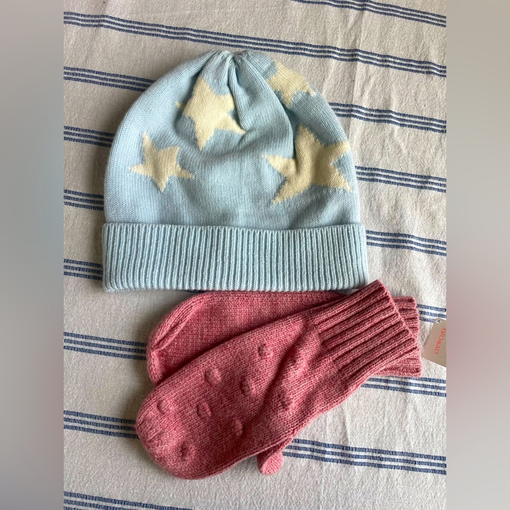 Bundle Jcrew Crewcuts girls hat and mittens L/XL